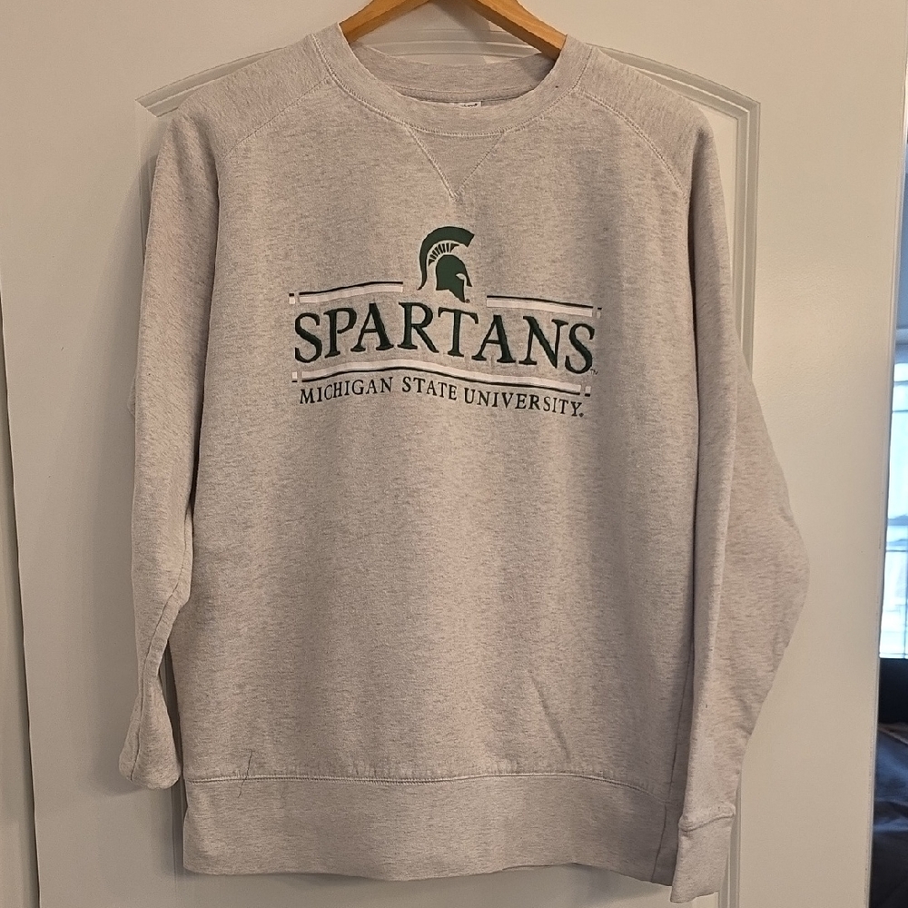 Champion Michigan State Spartans Crewneck - Light Gray with Green Logo